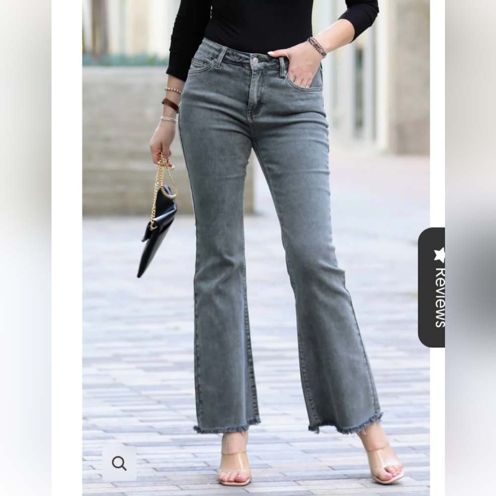Zenana high waist frayed hem boot cut